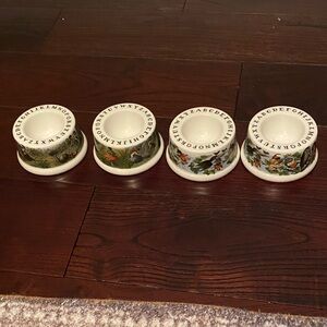 4 Enchanted Garden Portmeirion Egg Cups Elves Fairies Snails Never Used 1997